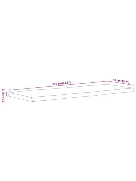 Pöytälevy 110x40x2,5 cm suorakaide täysi akasiapuu elävä reuna