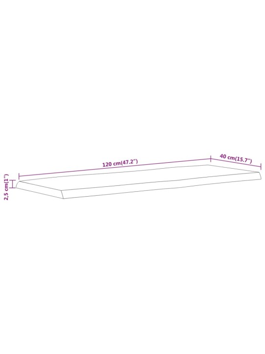 Pöytälevy 120x40x2,5 cm suorakaide täysi akasiapuu elävä reuna