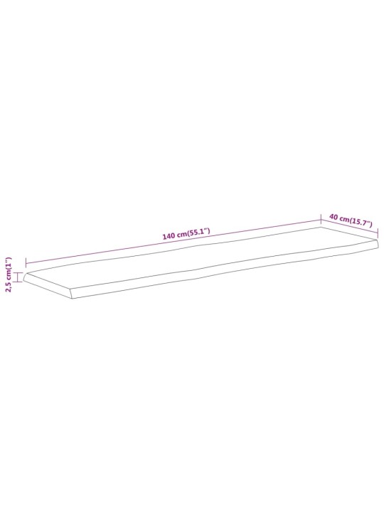 Pöytälevy 140x40x2,5 cm suorakaide täysi akasiapuu elävä reuna