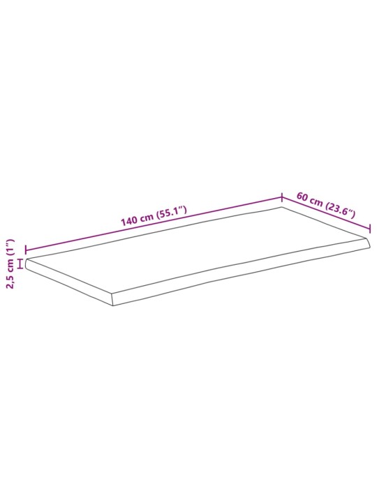 Pöytälevy 140x60x2,5 cm suorakaide täysi akasiapuu elävä reuna
