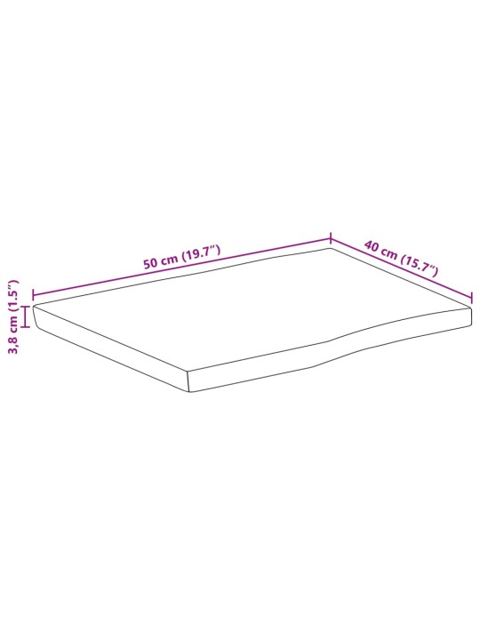 Pöytälevy 50x40x3,8 cm suorakaide täysi akasiapuu elävä reuna