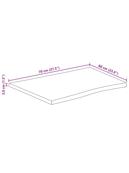 Pöytälevy 70x60x3,8 cm suorakaide täysi akasiapuu elävä reuna