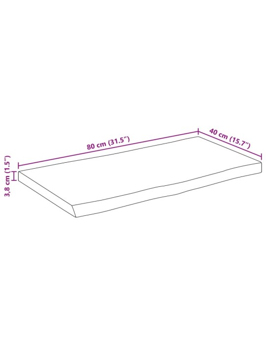 Pöytälevy elävä reuna 80x40x3,8 cm täysi karkea mangopuu