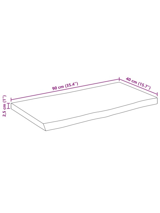 Pöytälevy 90x40x2,5 cm elävä reuna täysi mangopuu