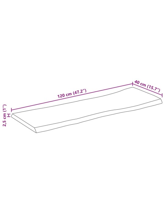 Pöytälevy 120x40x2,5 cm elävä reuna täysi mangopuu