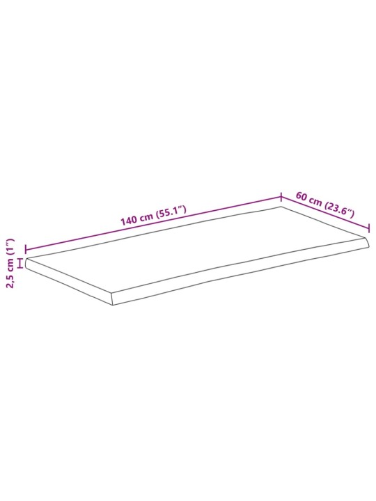 Pöytälevy 140x60x2,5 cm elävä reuna täysi mangopuu