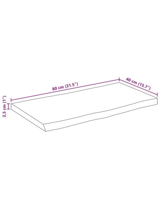 Pöytälevy 80x40x2,5 cm elävä reuna täysi mangopuu