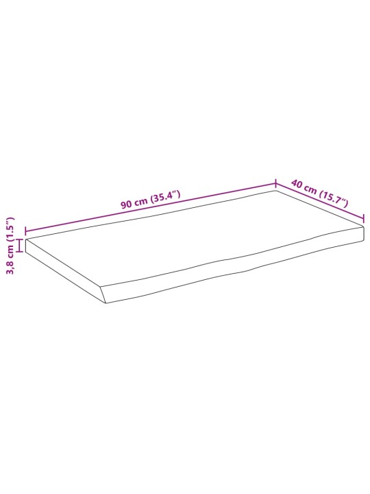 Pöytälevy 90x40x3,8 cm elävä reuna täysi mangopuu