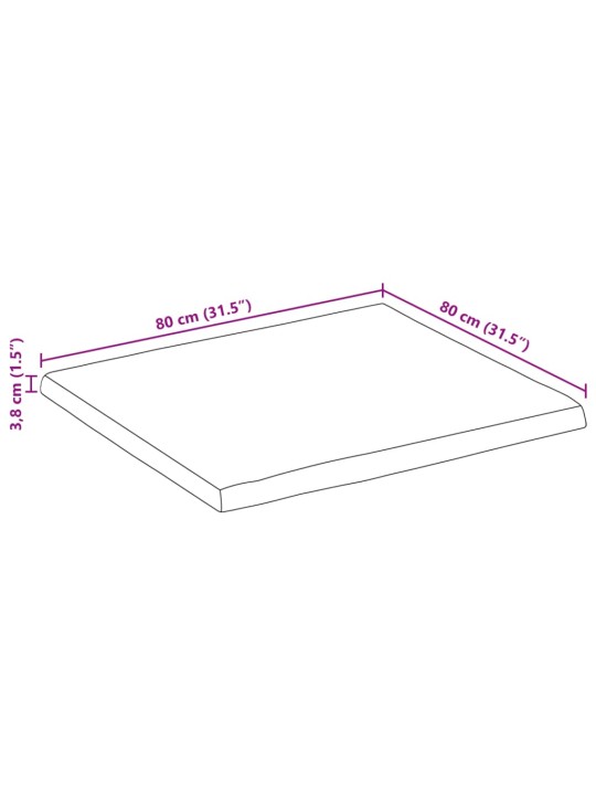 Pöytälevy 80x80x3,8 cm elävä reuna täysi mangopuu