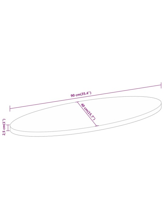 Pöytälevy 90x40x2,5 cm ovaali täysi akasiapuu