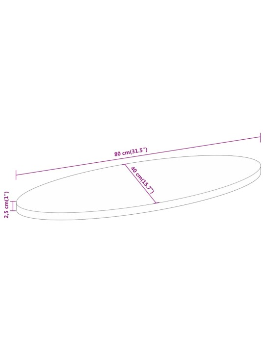 Pöytälevy 80x40x2,5 cm ovaali täysi mangopuu