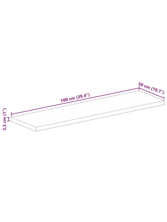 Pöytälevy 100x50x2,5 cm suorakulmainen massiivipuu akaasia