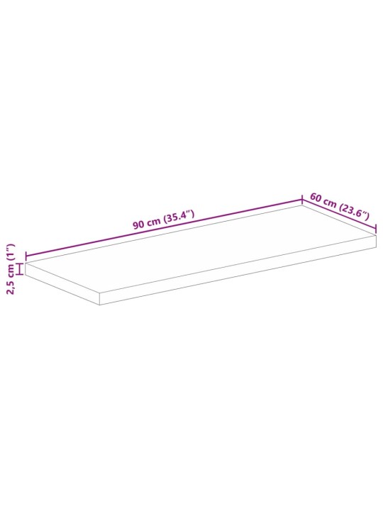 Pöytälevy 90x60x2,5 cm suorakaide täysi akasiapuu