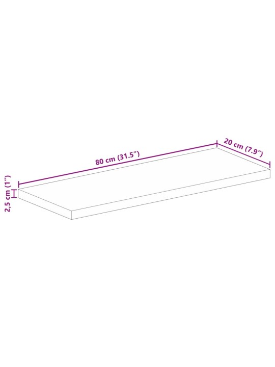 Pöytälevy 80x20x2,5 cm suorakaide kierrätetty täyspuu