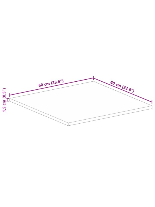 Pöytälevy 60x60x1,5 cm neliönmuotoinen massiivipuu kierrätetty
