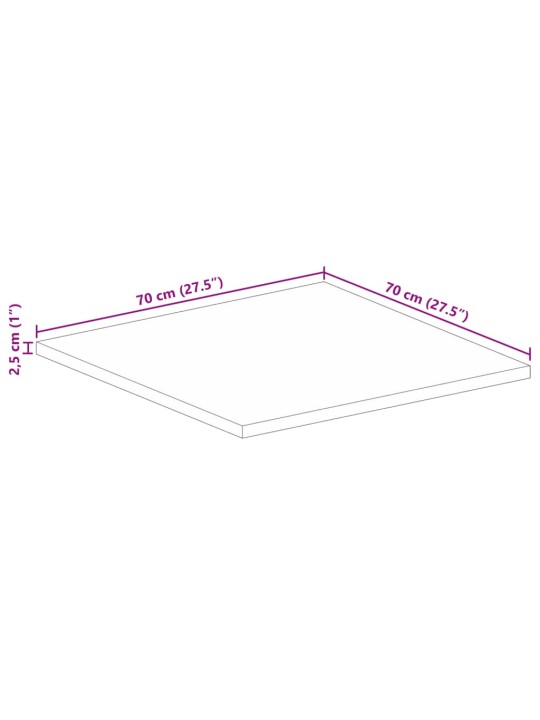 Pöytälevy 70x70x2,5 cm neliö kierrätetty täyspuu