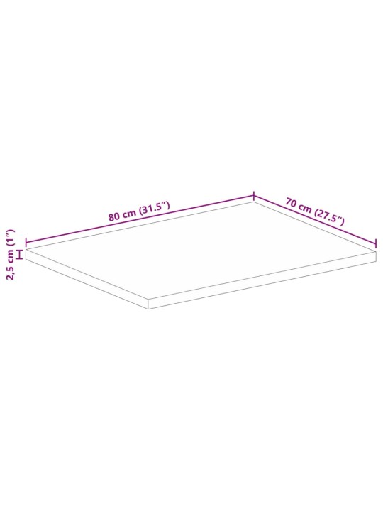 Pöytälevy 80x70x2,5 cm suorakaide kierrätetty täyspuu