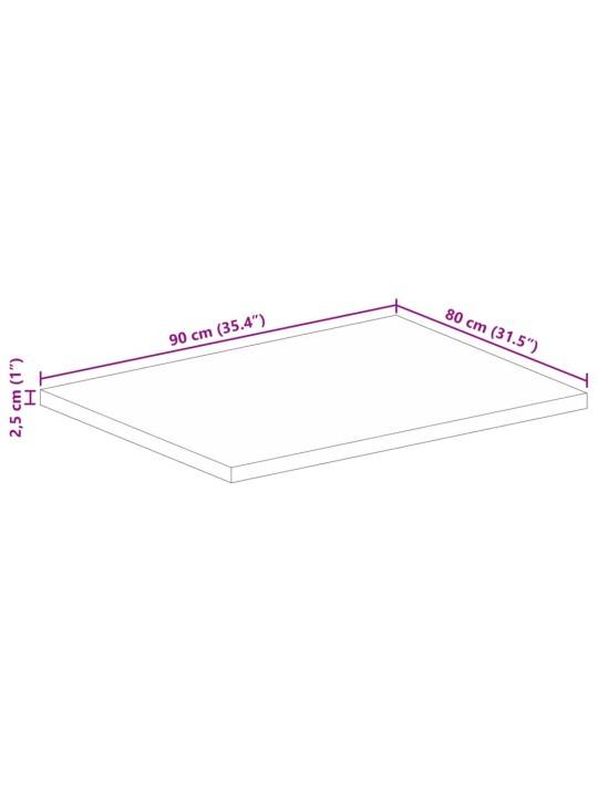 Pöytälevy 90x80x2,5 cm suorakaide kierrätetty täyspuu