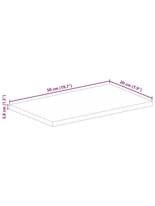 Pöytälevy 50x20x3,8 cm suorakaide kierrätetty täyspuu