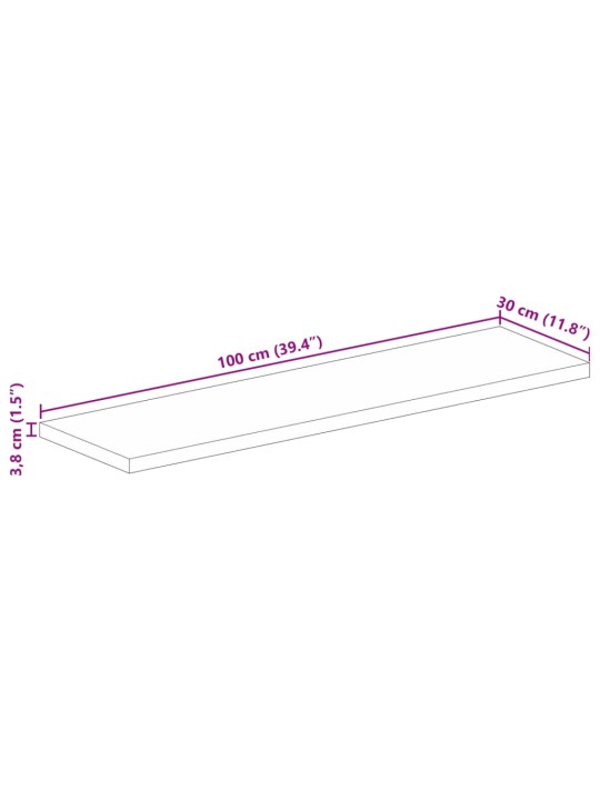 Pöytälevy 100x30x3,8 cm suorakaide kierrätetty täyspuu