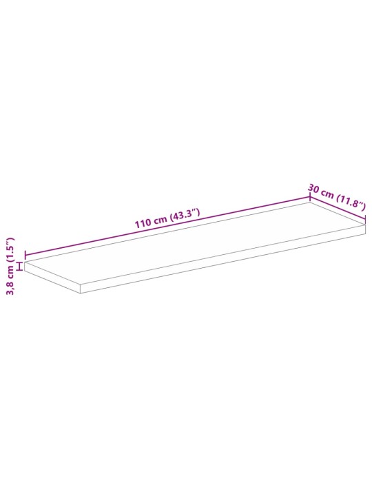 Pöytälevy 110x30x3,8 cm suorakaide kierrätetty täyspuu