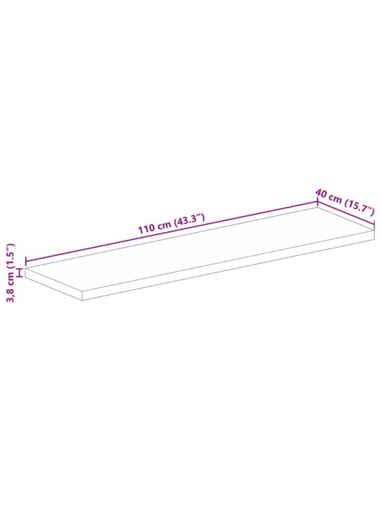 Pöytälevy 110x40x3,8 cm suorakaide kierrätetty täyspuu