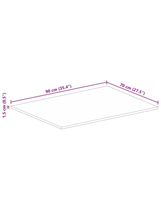 Pöytälevy 90x70x1,5 cm suorakaide karkea täysi mangopuu