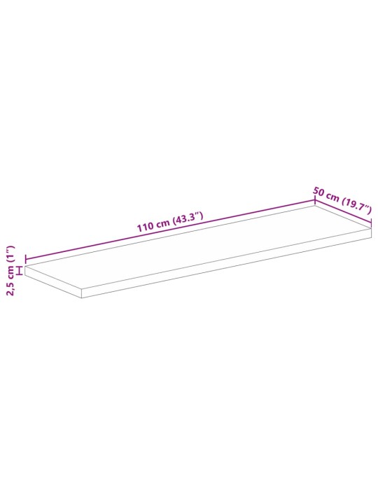Pöytälevy 110x50x2,5 cm suorakaide täysi mangopuu