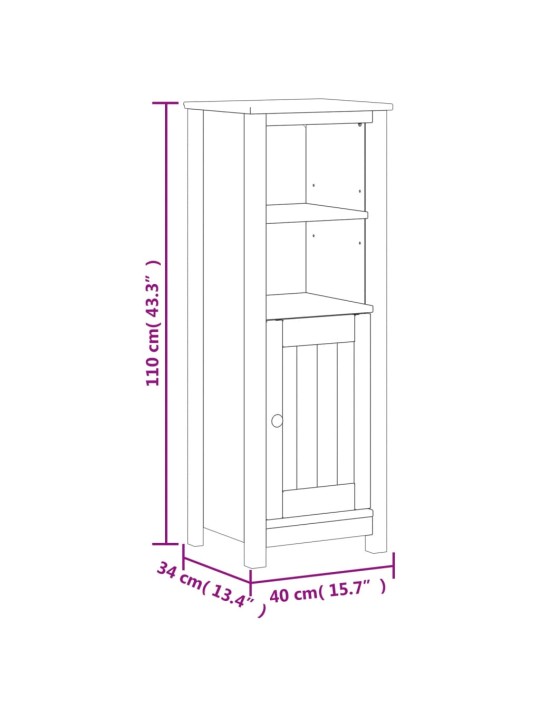 Kylpyhuonekaappi BERG valkoinen 40x34x110 cm täysi mänty