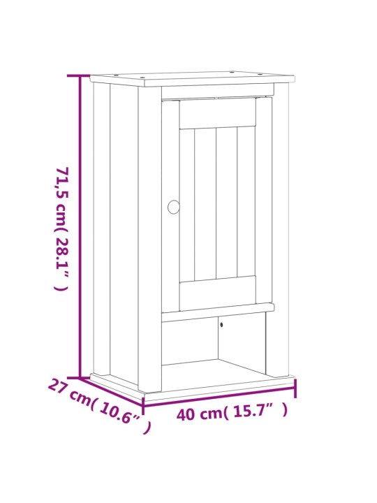 Kylpyhuoneen seinäkaappi BERG musta 40x27x71,5 cm täysi mänty