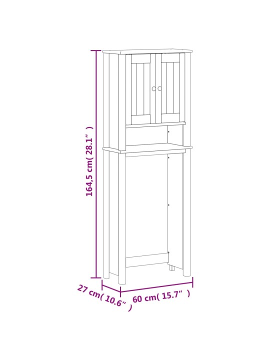 WC:n yläpuolinen kaappi BERG valk. 60x27x164,5 cm täysi mänty