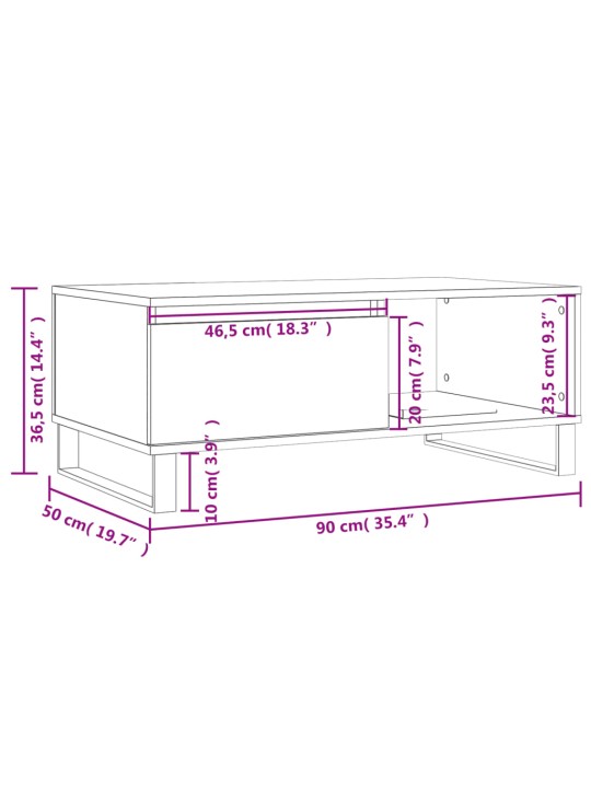 Sohvapöytä betoninharmaa 90x50x36,5 cm tekninen puu