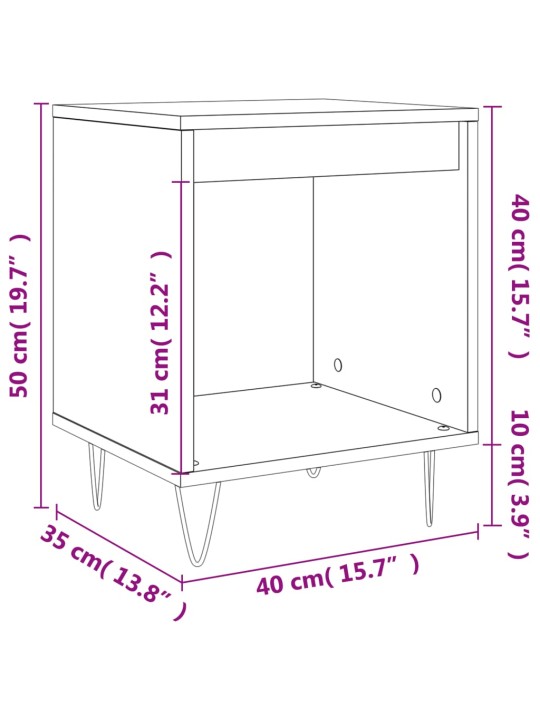 Yöpöydät 2 kpl musta 40x35x50 cm tekninen puu