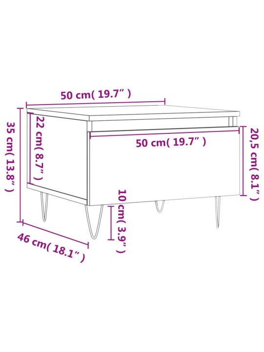 Sohvapöydät 2 kpl betoninharmaa 50x46x35 cm tekninen puu