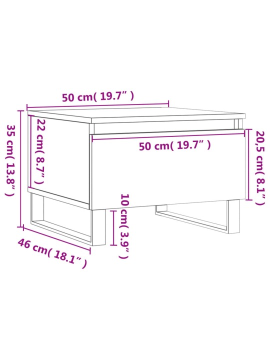 Sohvapöydät 2 kpl ruskea tammi 50x46x35 cm tekninen puu