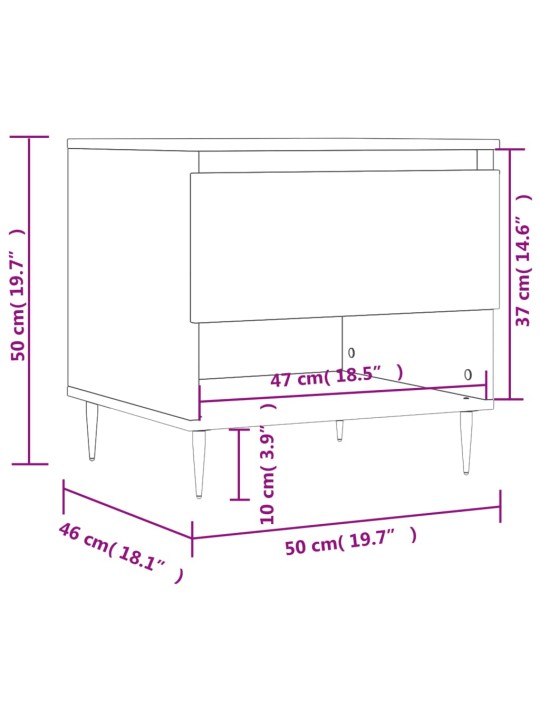 Sohvapöydät 2 kpl musta 50x46x50 cm tekninen puu