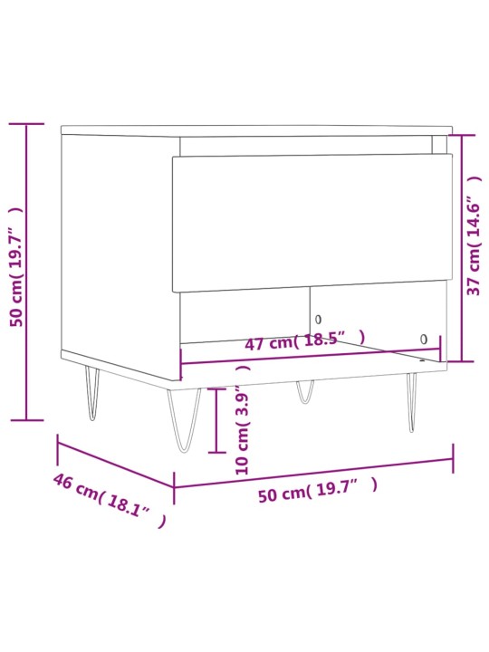 Sohvapöydät 2 kpl ruskea tammi 50x46x50 cm tekninen puu