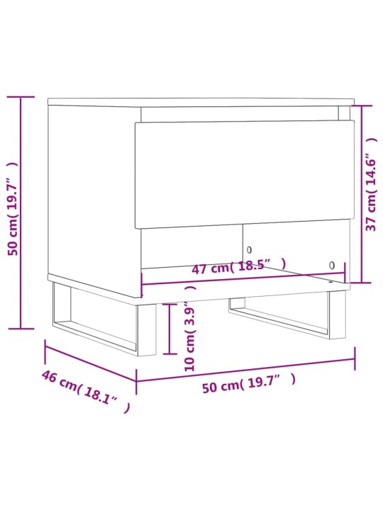 Sohvapöydät 2 kpl musta 50x46x50 cm tekninen puu