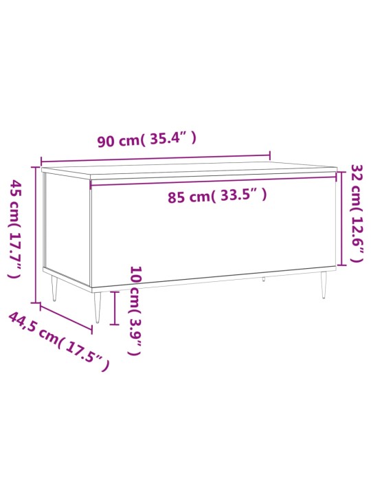 Sohvapöytä musta 90x44,5x45 cm tekninen puu