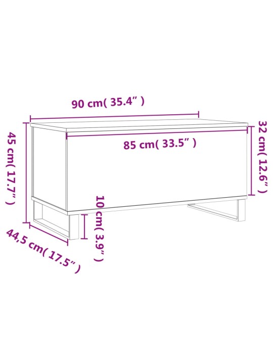 Sohvapöytä harmaa Sonoma 90x44,5x45 cm tekninen puu