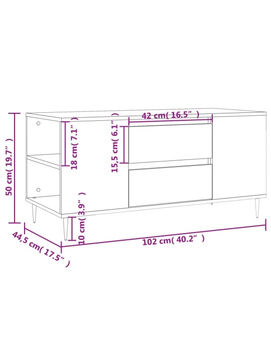 Sohvapöytä musta 102x44,5x50 cm tekninen puu