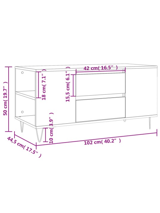 Sohvapöytä musta 102x44,5x50 cm tekninen puu