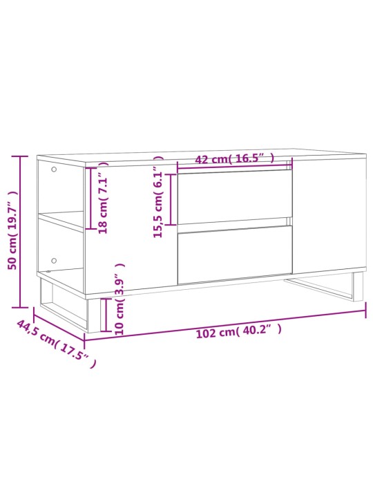 Sohvapöytä musta 102x44,5x50 cm tekninen puu