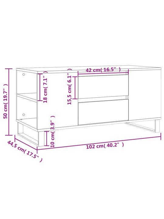 Sohvapöytä ruskea tammi 102x44,5x50 cm tekninen puu