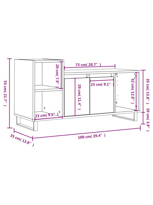 TV-taso musta 100x35x55 cm tekninen puu