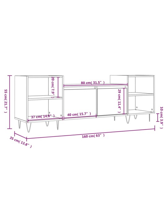 TV-taso ruskea tammi 160x35x55 cm tekninen puu