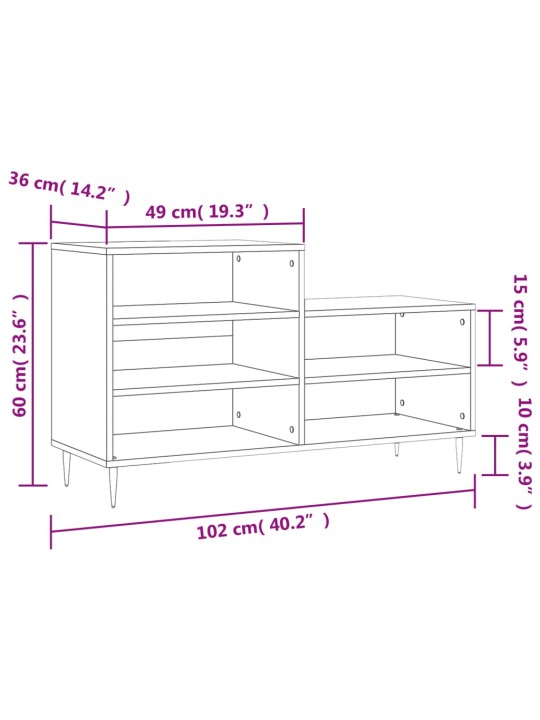 Kenkäkaappi musta 102x36x60 cm tekninen puu