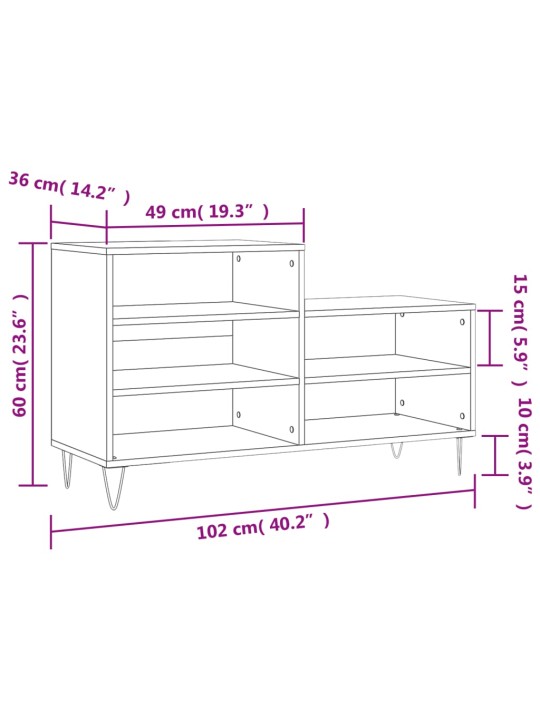 Kenkäkaappi musta 102x36x60 cm tekninen puu