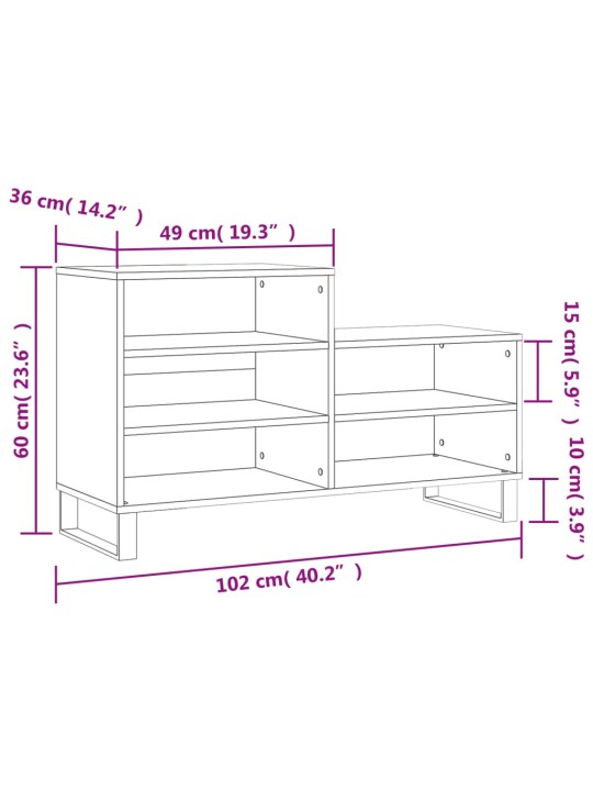 Kenkäkaappi musta 102x36x60 cm tekninen puu