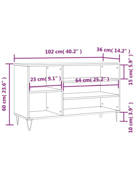 Kenkäkaappi musta 102x36x60 cm tekninen puu